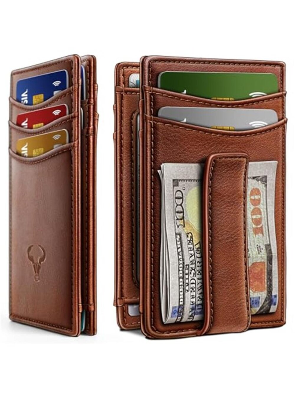 Magnetic Slim Leather Pocket Wallet Money Clip For Men 12Cards
